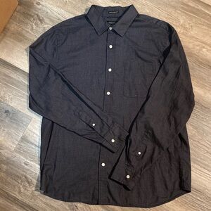 Banana Republic Charcoal Gray Untucked Fit Flannel Button Down Shirt